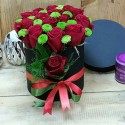 15 Red Roses in Round Box