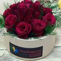 12 Red Roses in Round Box