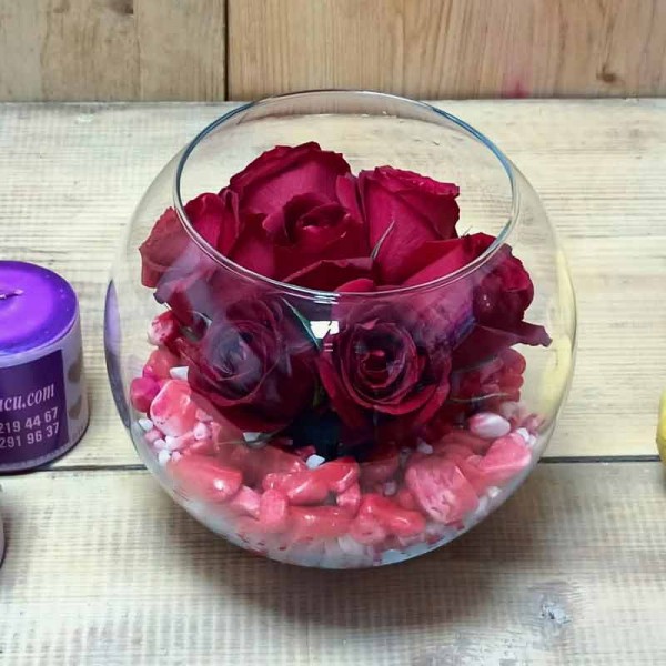 Red Roses in Bowl